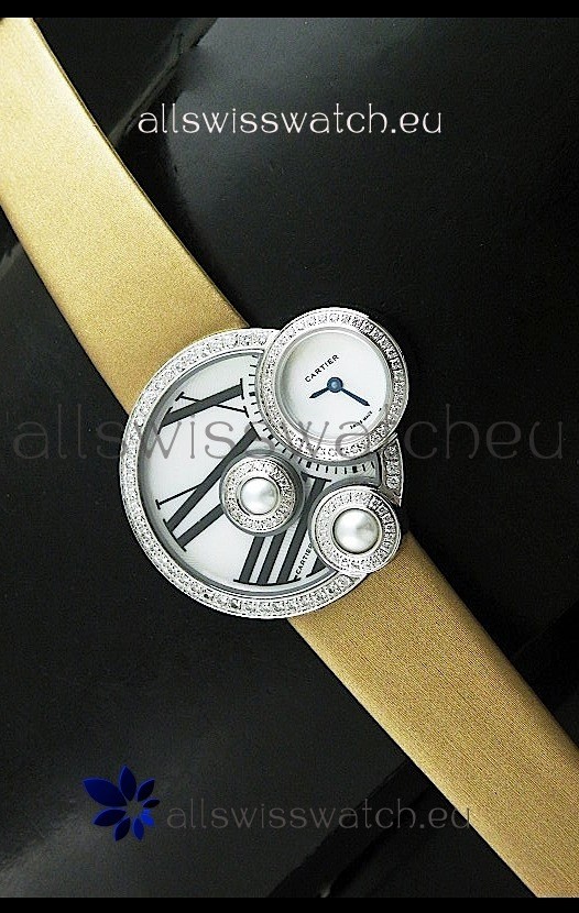 Cartier Jewellery Pearl&nbsp;Diamond Watch in Yellow Strap