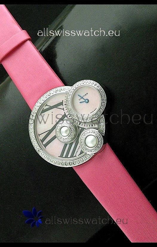 Cartier Jewellery Pearl&nbsp;Diamond Watch in Pink Strap