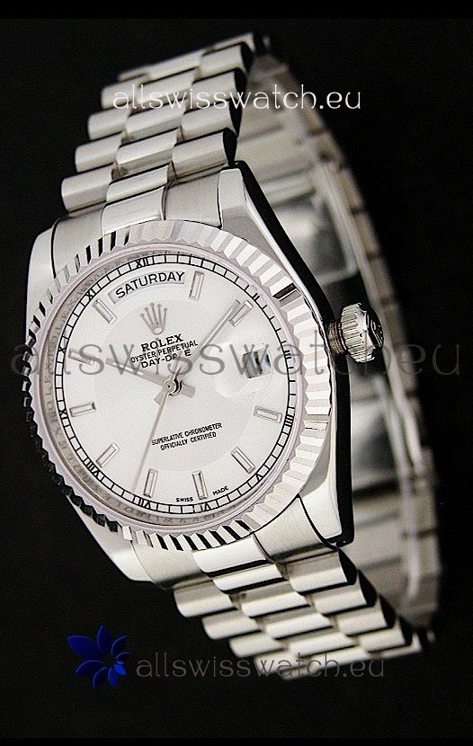 Rolex Day Date Just swiss&nbsp;Replica Silver White Watch 