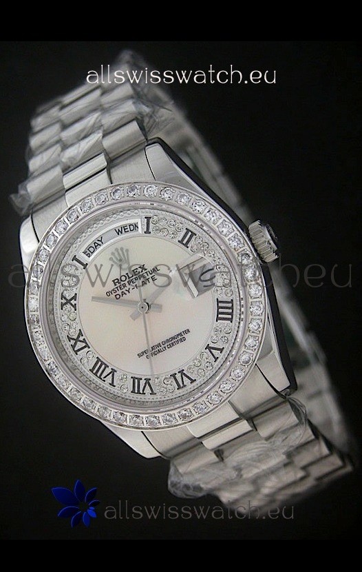 Rolex Day Date Just swiss&nbsp;Replica Watch in Mop Scream White Dial