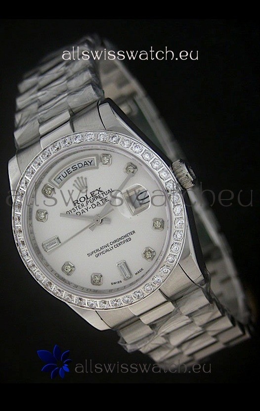Rolex Day Date Just swiss&nbsp;Replica Watch in White Dial 