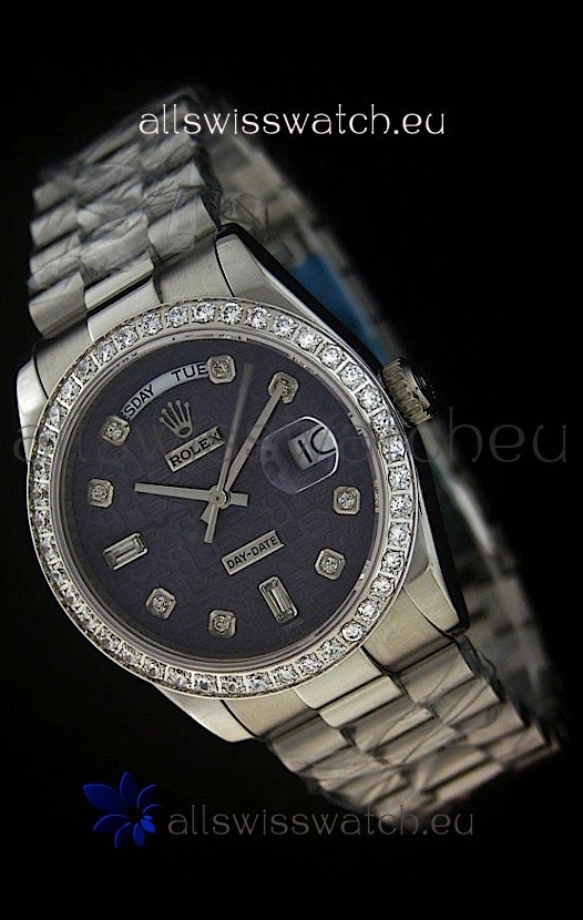Rolex Day Date Just swiss&nbsp;Replica Watch in Printed Purple Dial