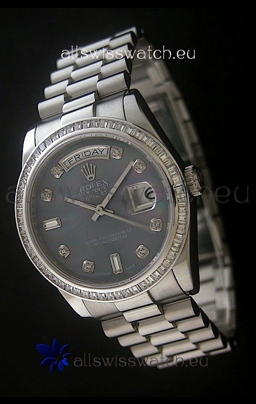 Rolex Day Date Just swiss&nbsp;Replica Watch in Mop Black Dial