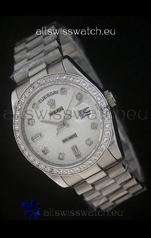 Rolex Day Date Just swiss&nbsp;Replica Silver White Watch