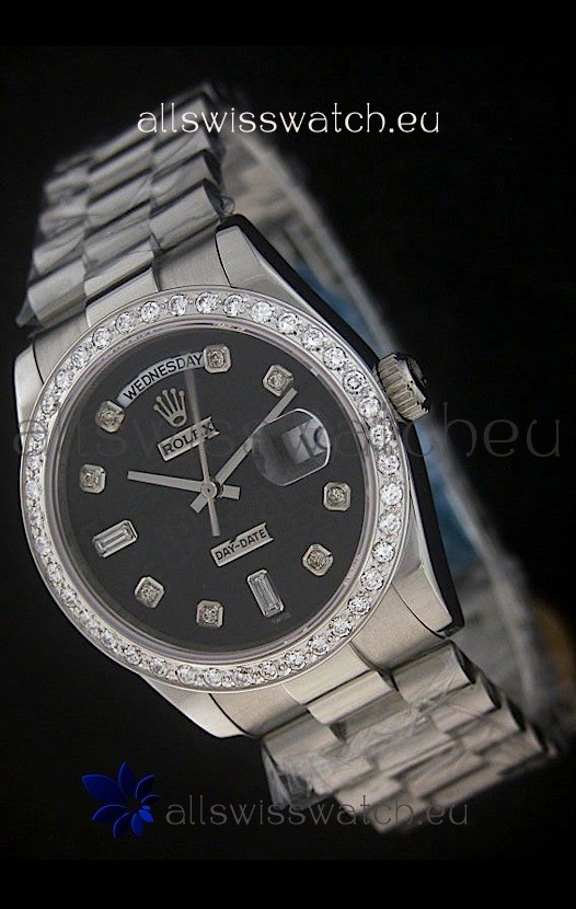 Rolex Day Date Just swiss&nbsp;Replica Watch in Black Dial