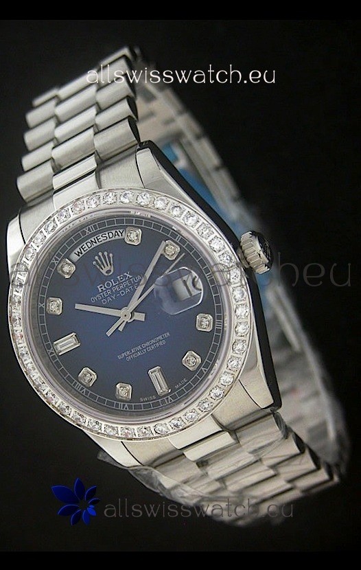Rolex Day Date Just swiss&nbsp;Replica Watch in Dark Blue Dial