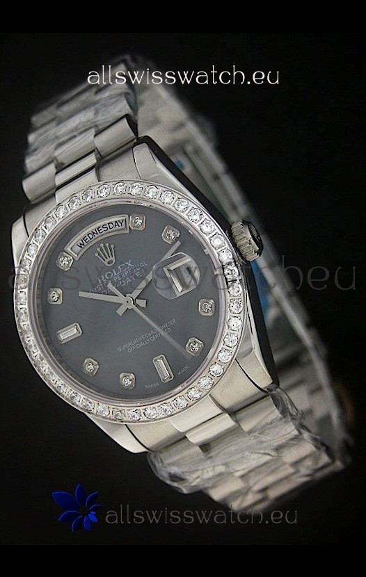 Rolex Day Date Just swiss&nbsp;Replica Watch in Black Dial 