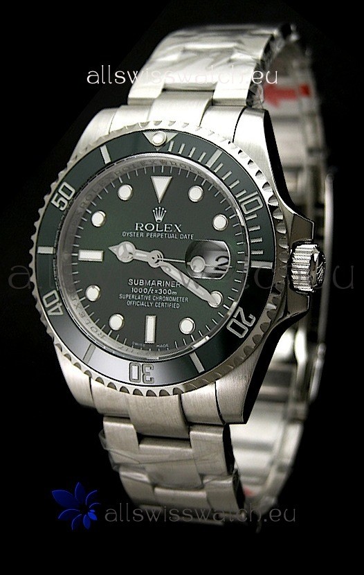 Rolex Submariner&nbsp;Swiss Replica Green Watch in Ceramic Bezel