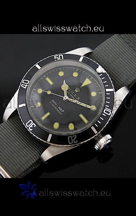 Rolex&nbsp;Submariner Swiss Replica Watch in Domed Crystal Nylon Strap