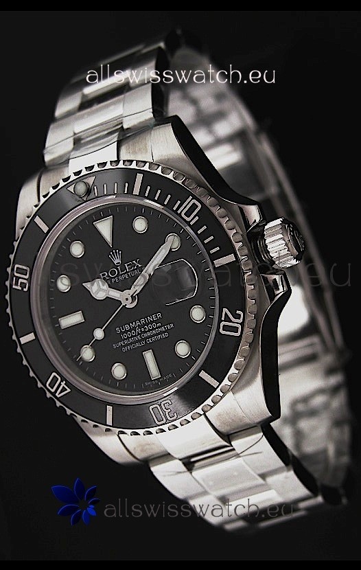 Rolex&nbsp;Submariner Swiss Replica Watch in Black Bezel - Ceramic Bezel Watch