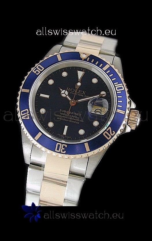 Rolex Submariner Swiss Watch in Blue Bezel Two Tone Case