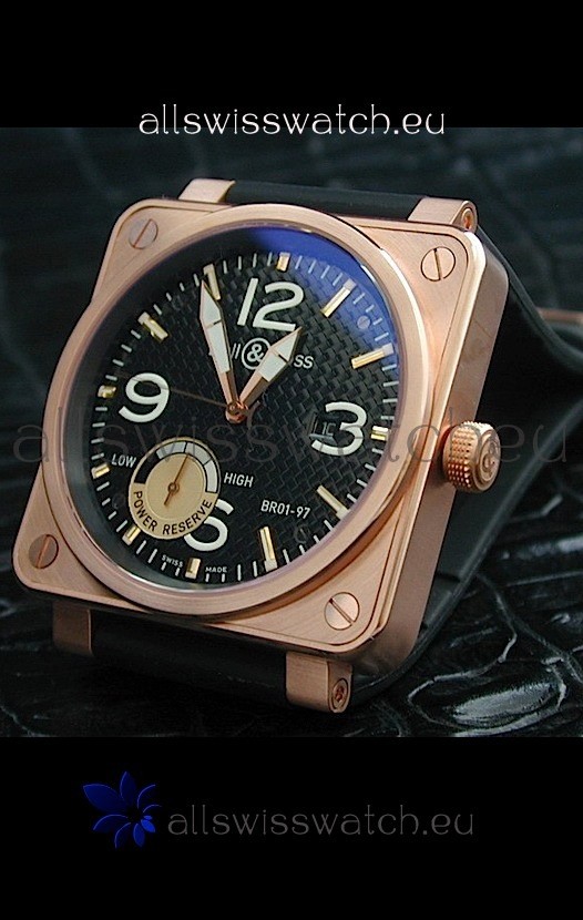 Bell and Ross BR01 97 Power Reserve Rose Gold Watch&nbsp;in Black Dial