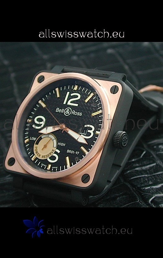 Bell and Ross BR01 97 Power Reserve Rose Gold Watch&nbsp;in Black Dial