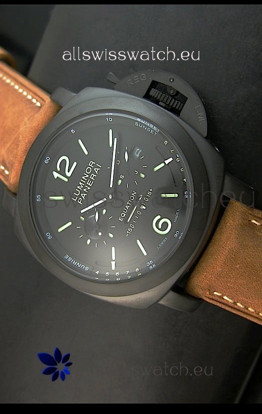 Panerai PAM365 L&rsquo;Astronomo Luminor 1950 GMT Equation of Time Watch Black Dial PVD